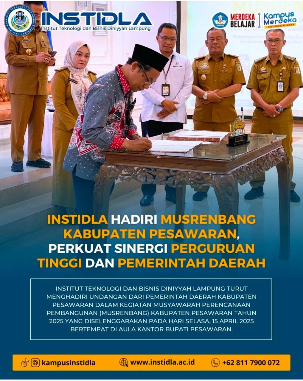 Instidla Hadiri MUSRENBANG Kabupaten Pesawaran 2025 Perkuat Sinergi Perguruan Tinggi dan Pemerintah Daerah