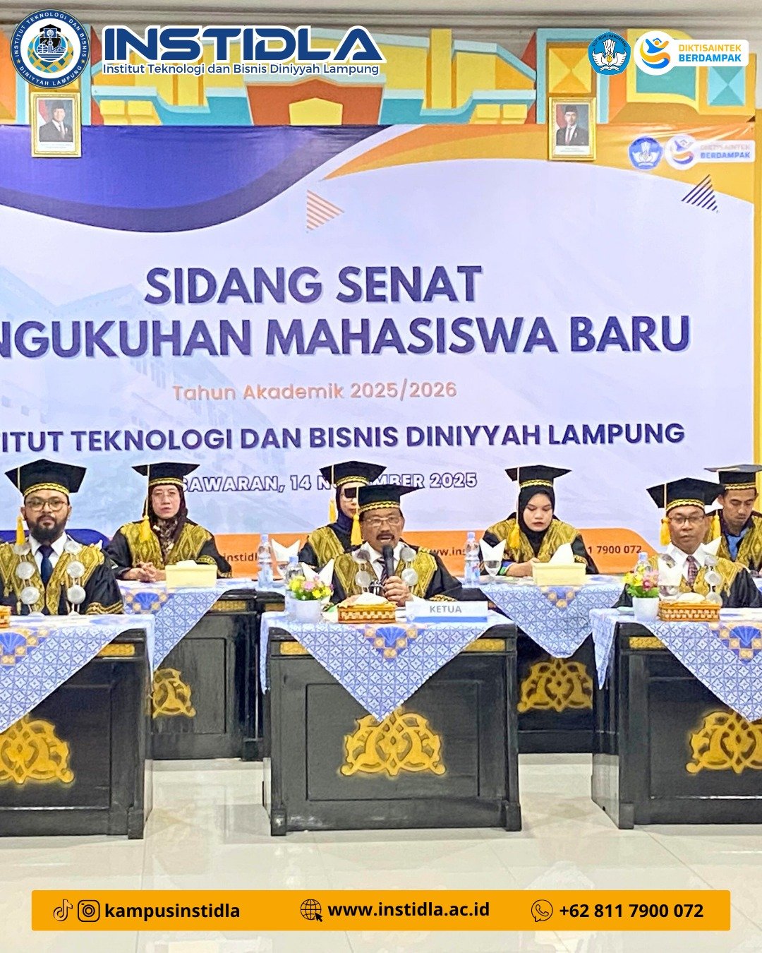 INSTIDLA Gelar Sidang Senat Terbuka Pengukuhan Mahasiswa Baru Tahun Akademik 2025/2026